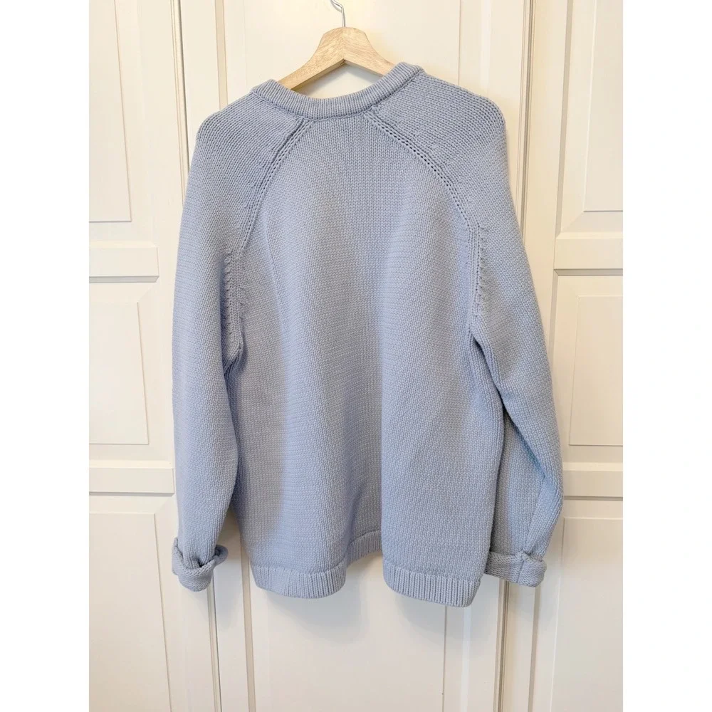 Haven Well Within Light Blue Notch V-Neck Organic Cotton Shaker Knit Sweater XXL - Picture 6 of 9